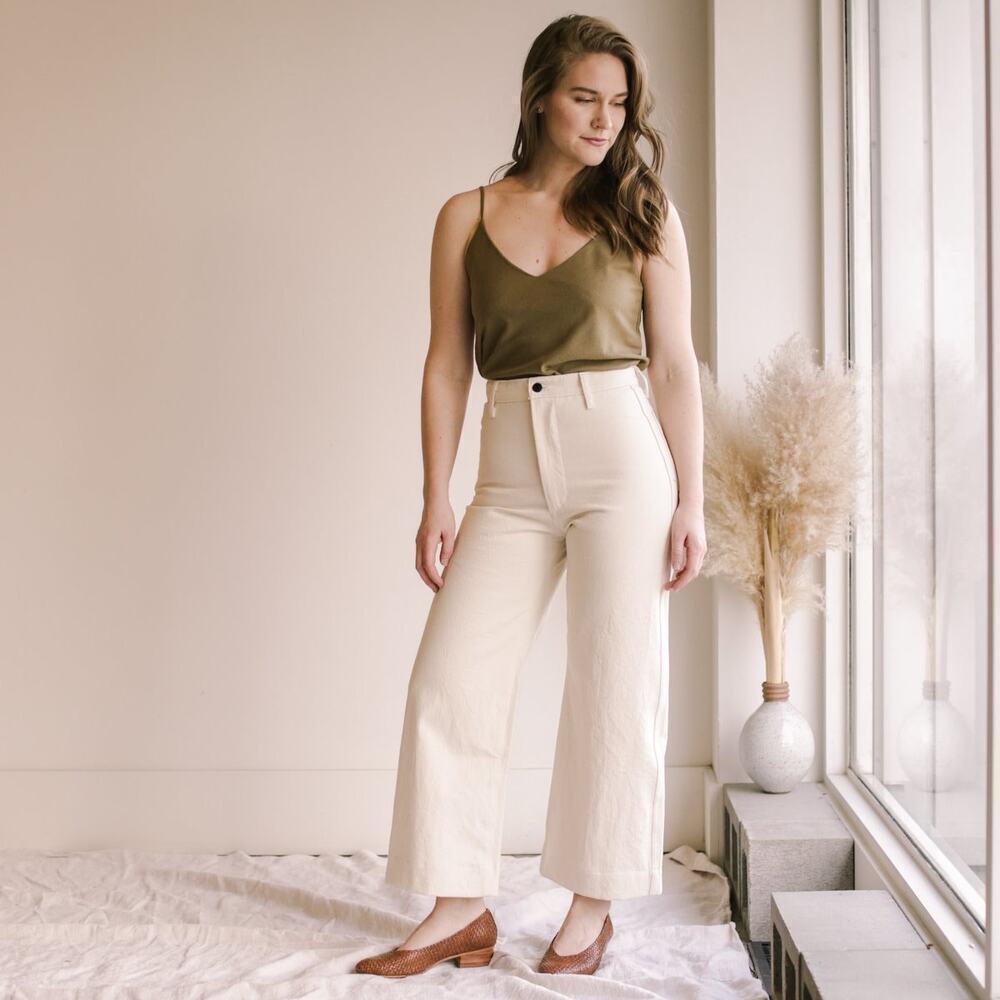 OZMA of California Beige Cotton blend high rise pants size 29 neutral color